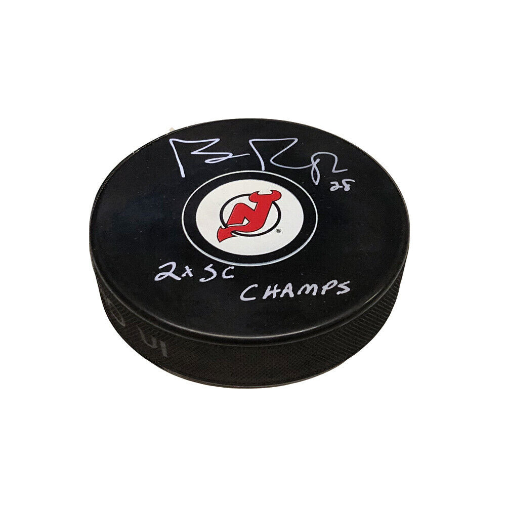 BRIAN RAFALSKI Signed & Inscribed New Jersey Devils Puck - 2X SC Champs