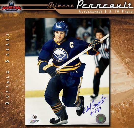 GILBERT PERREAULT Signed Buffalo Sabres 8x10 Photo - 70149