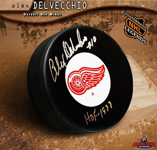 ALEX DELVECCHIO Detroit Red Wings Signed Puck w/ Hall of Fame Inscription