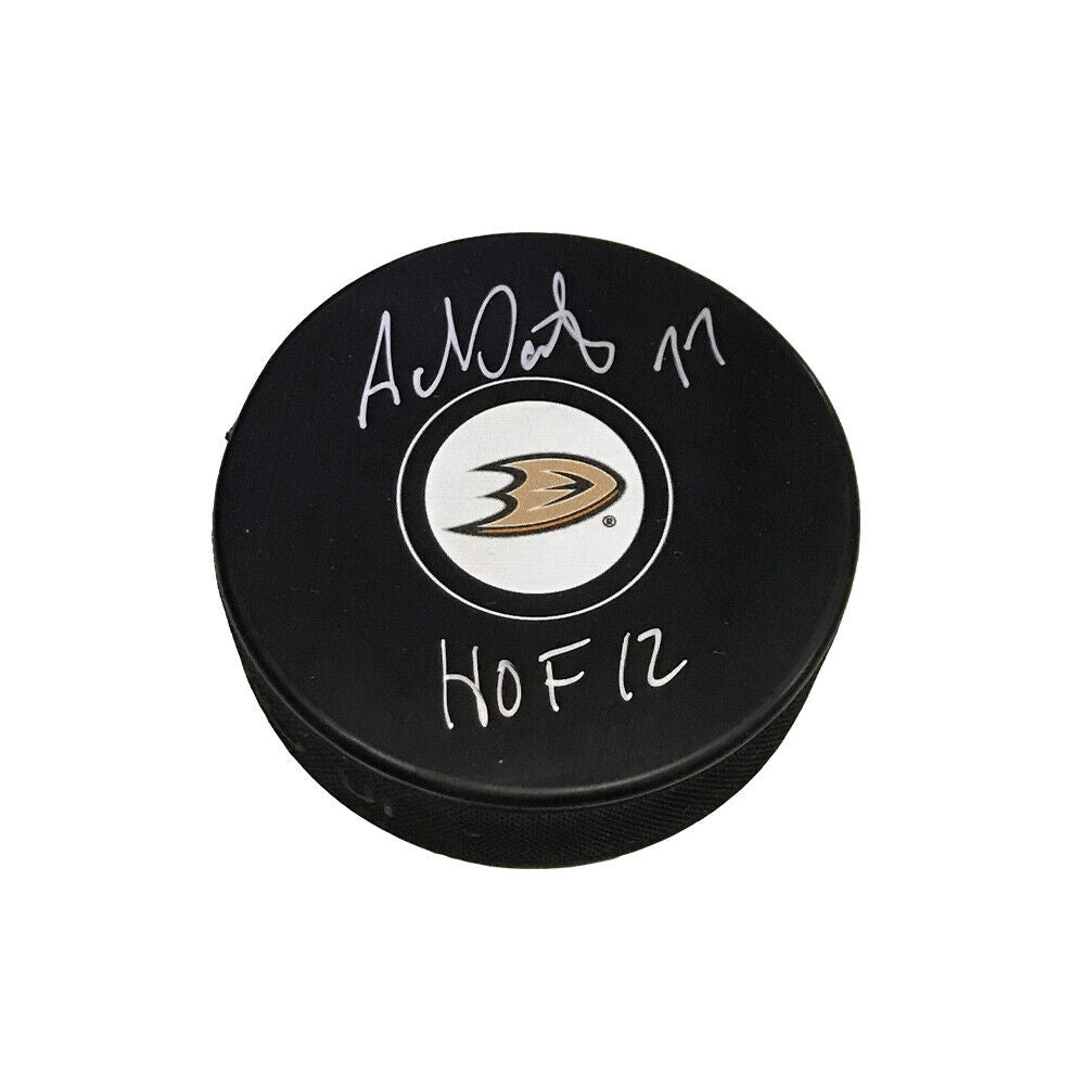 ADAM OATES Signed Anaheim Ducks Puck - HOF 12