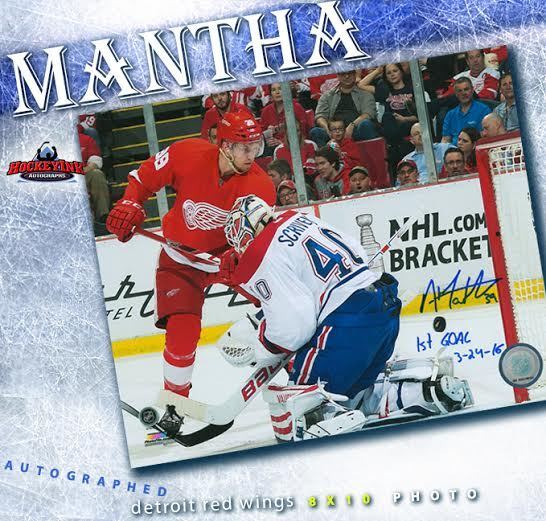 ANTHONY MANTHA Signed & Inscribed Detroit Red Wings 8x10 Photo - 70283