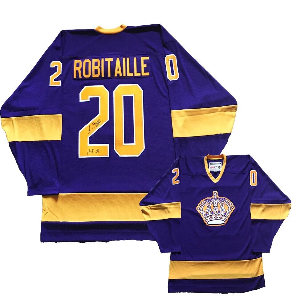 LUC ROBITAILLE Signed Los Angeles Kings Retro Purple CCM Jersey - HOF 09