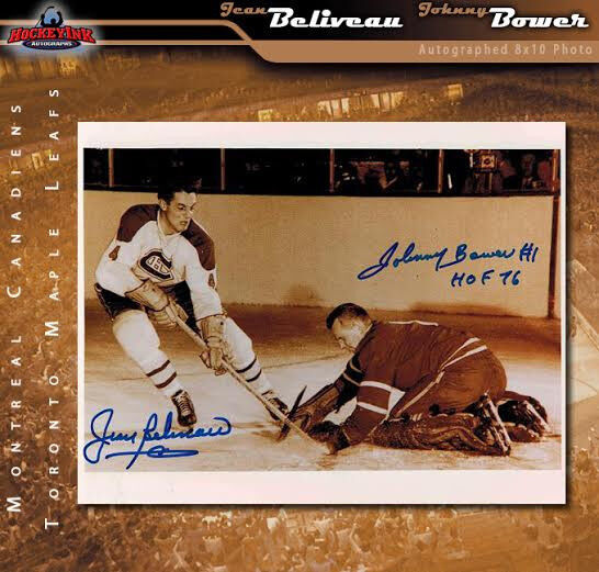 JEAN BELIVEAU & JOHNNY BOWER Dual Signed Vintage 8 x 10 Photo - 70104