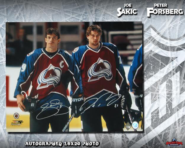 JOE SAKIC & PETER FORSBERG Dual Signed Colorado Avalanche 16 x 20 Photo