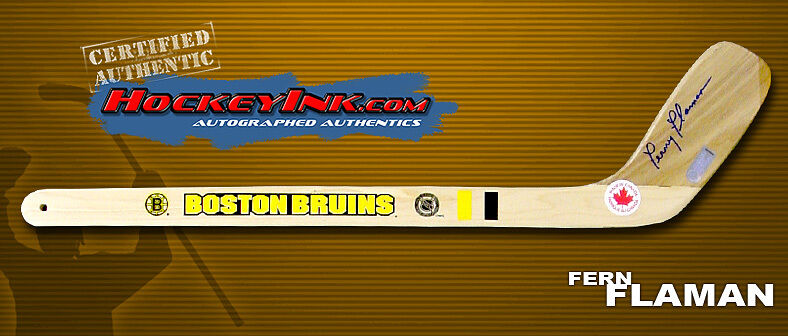 FERNIE FLAMAN Signed BOSTON BRUINS Mini-Stick