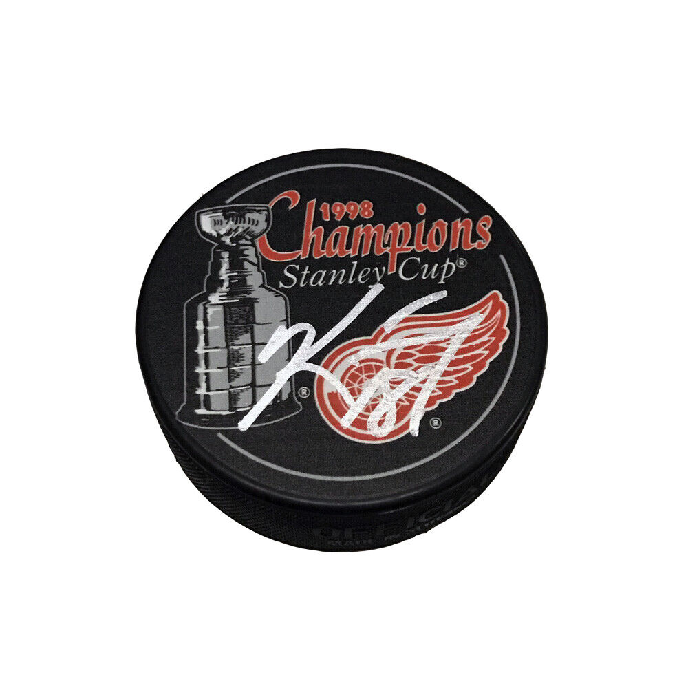 KIRK MALTBY Signed 1998 Stanley Cup Champions Puck - Detroit Red Wings