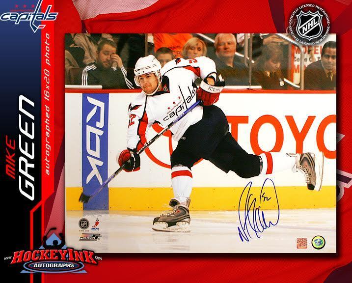Mike Green SIGNED Washington Capitals Slapshot 16X20 Photo - Detroit Red Wings