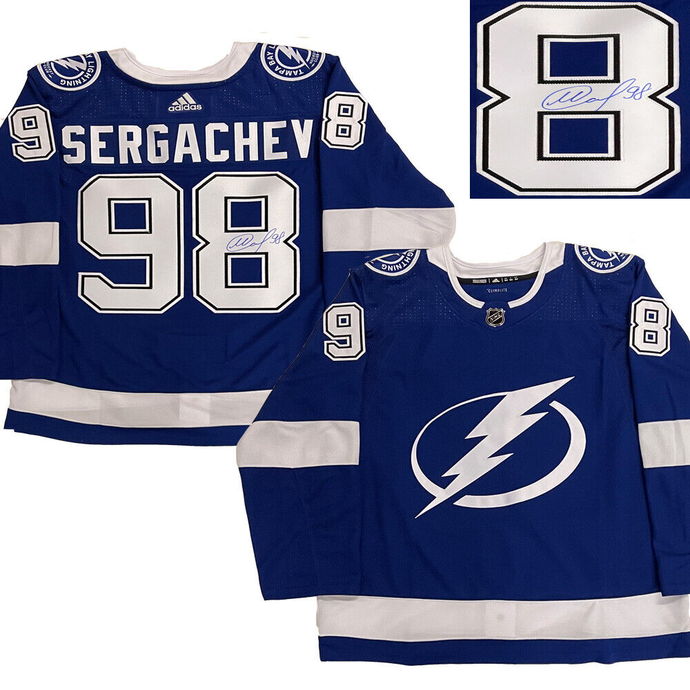 MIKHAIL SERGACHEV Signed Tampa Lightning Blue Adidas PRO Jersey