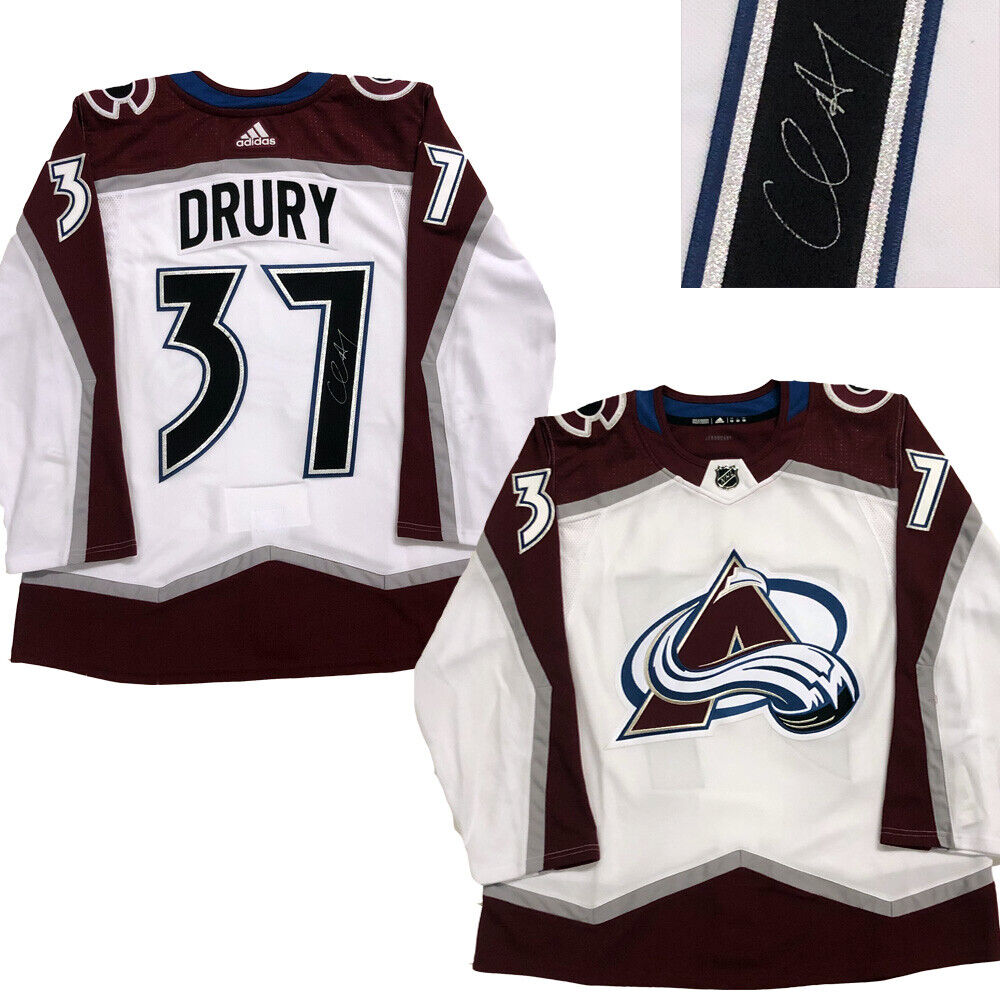 CHRIS DRURY Signed Colorado Avalanche White Adidas Pro Jersey