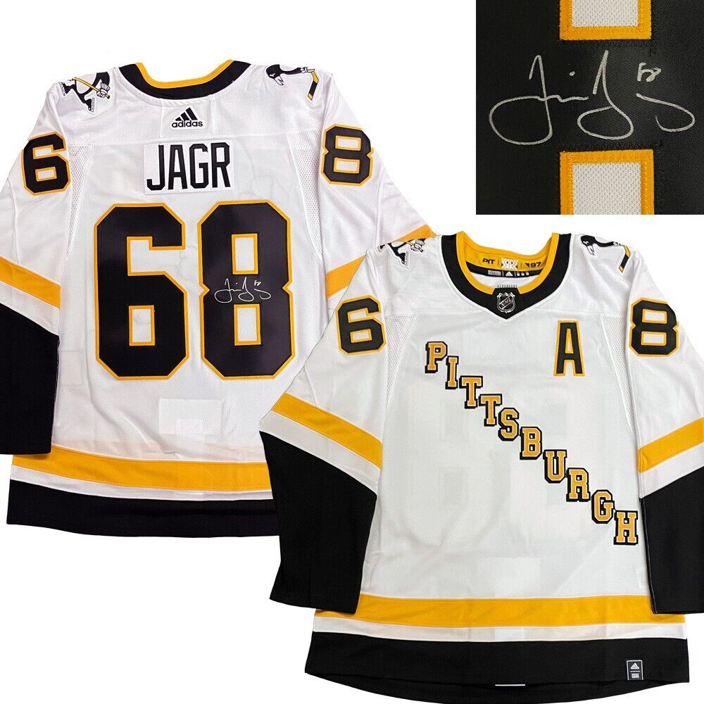 JAROMIR JAGR Signed Pittsburgh Penguins White Adidas PRO Reverse Retro Jersey