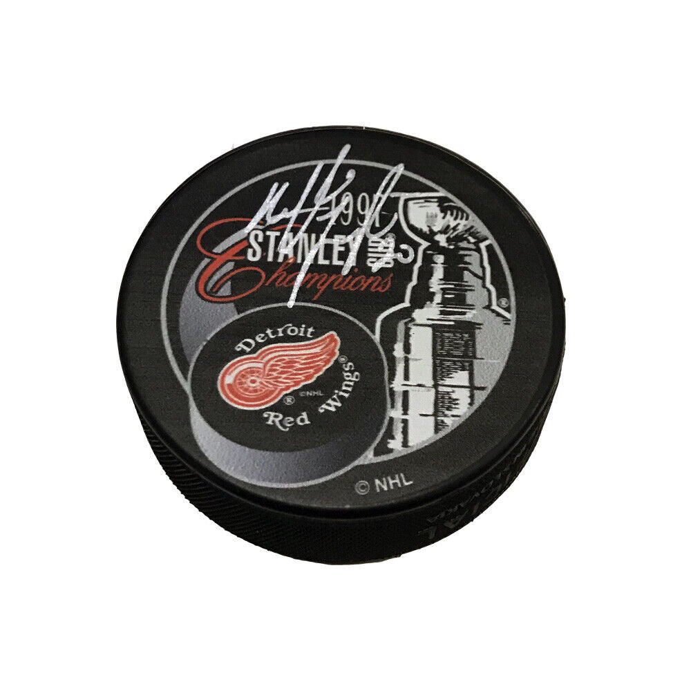 MARTIN LAPOINTE Signed 1997 Stanley Cup Champions Puck - Detroit Red Wings