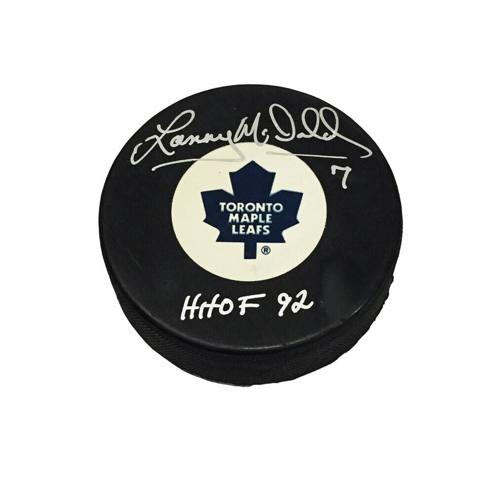 LANNY MCDONALD Signed Toronto Maple Leafs Puck - HHOF
