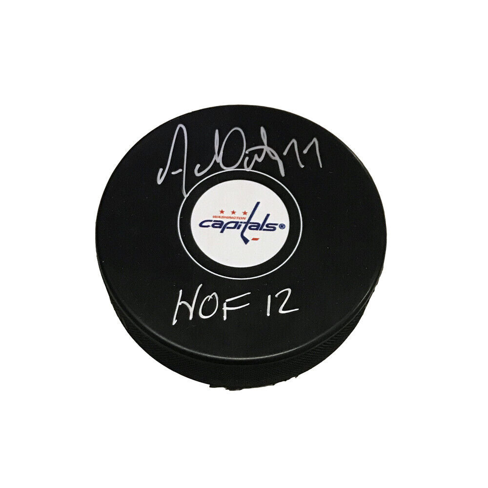 ADAM OATES Signed Washington Capitals Puck - HOF 12