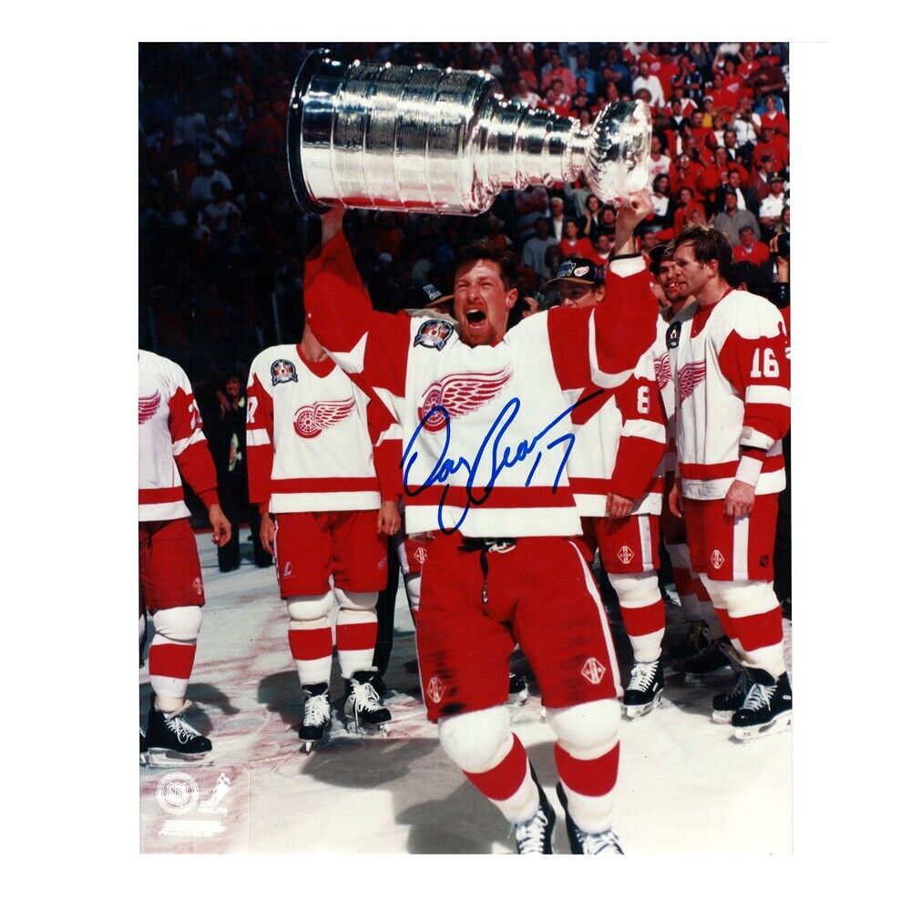 DOUG BROWN Signed Detroit Red Wings 8 x 10 Photo W/ Stanley Cup - 70522