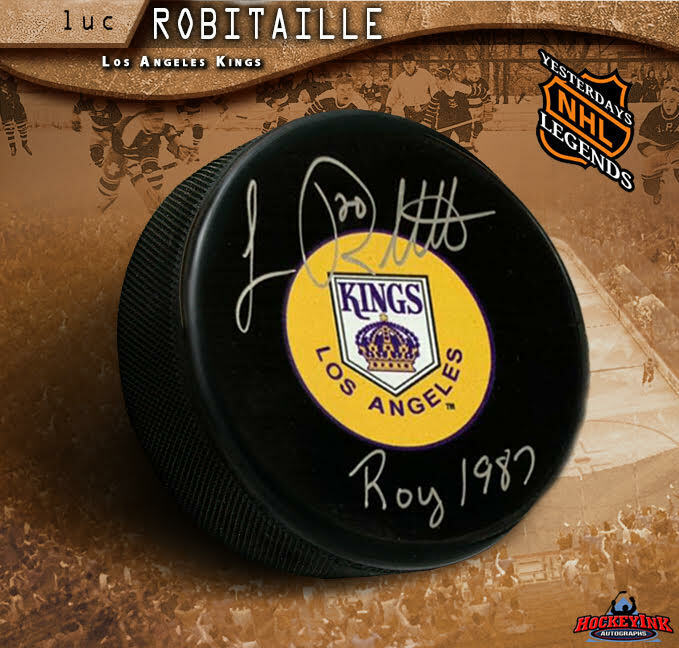 LUC ROBITAILLE Autographed Los Angeles Kings Puck - ROY 1987