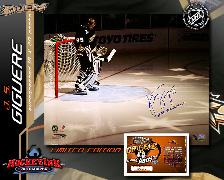 J.S. Giguere SIGNED Anaheim Ducks Stanley Cup 2007 16 x 20 Photo