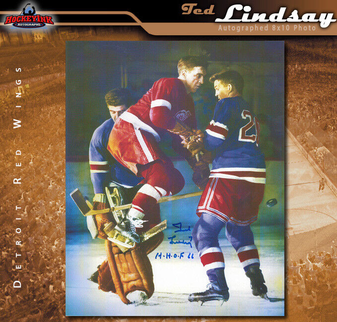 TED LINDSAY Signed Detroit Red Wings 8 X 10 - 70297A
