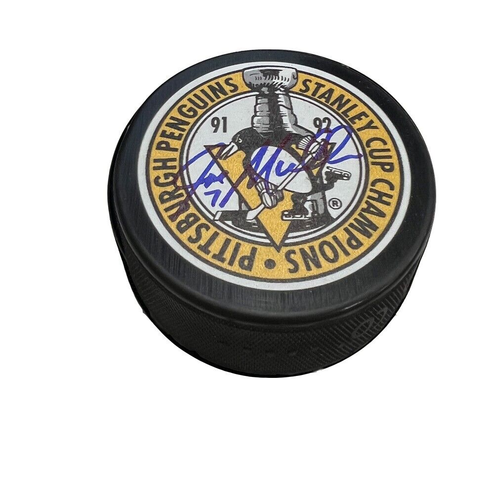 JOE MULLEN Signed Pittsburgh Penguins 1991-92 Stanley Cup Champions Puck