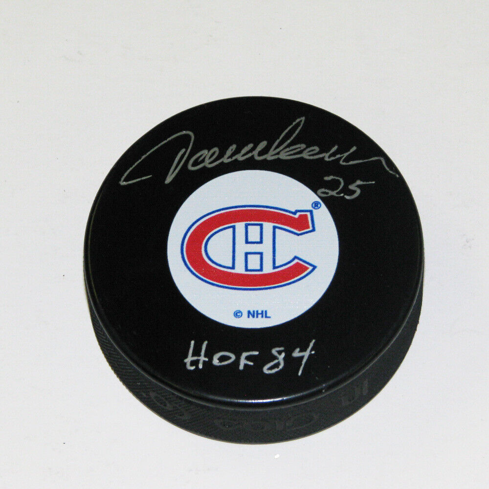 JACQUES LEMAIRE Signed Montreal Canadiens Original 6 Logo Puck - HOF