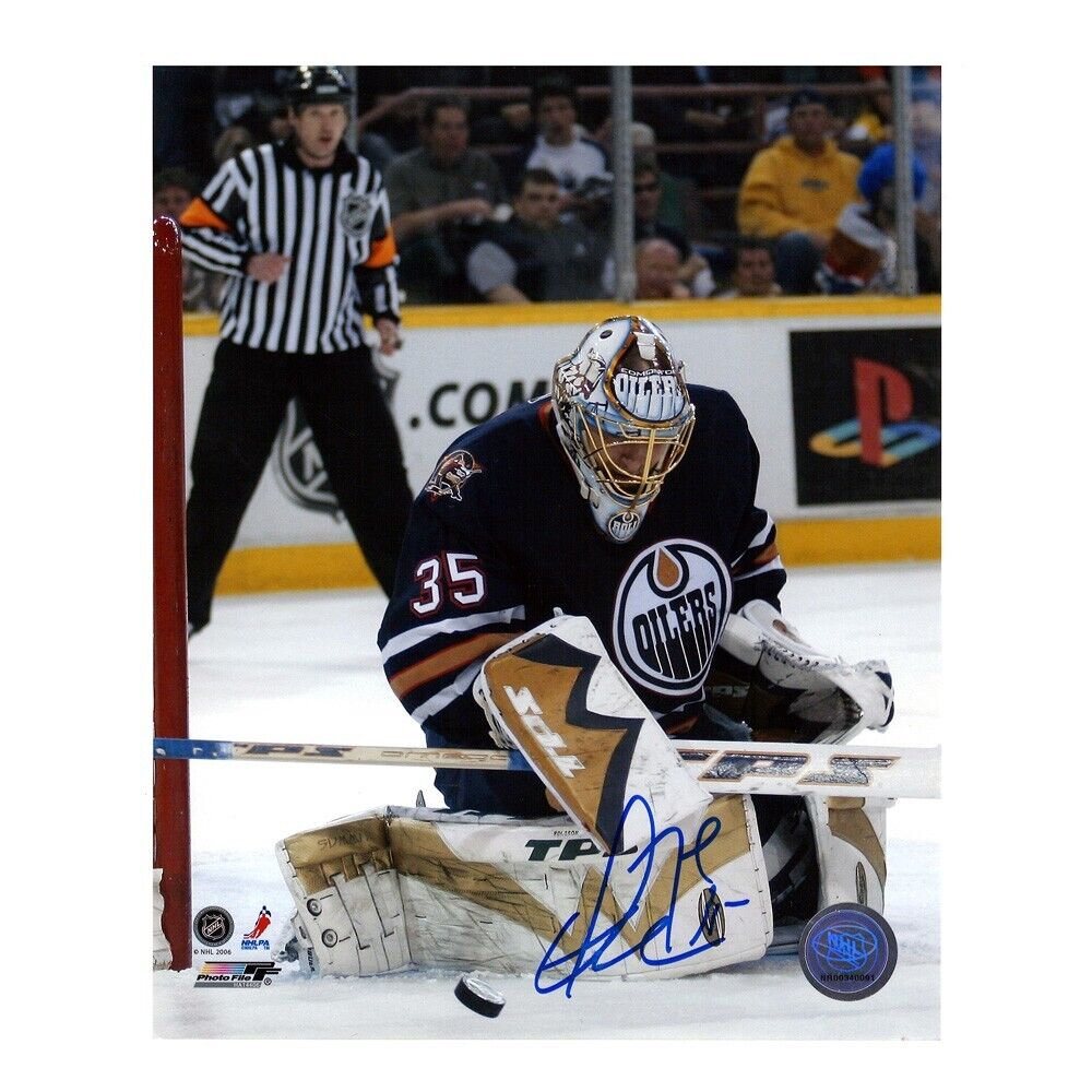 DWAYNE ROLOSON Signed Edmonton Oilers 8 x 10 Photo (Smudged) - 70560 E