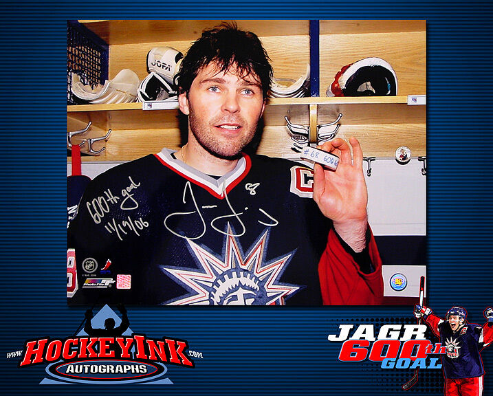 JAROMIR JAGR Signed & Inscribed New York Rangers 600th Goal 16 x 20 Photo 77175