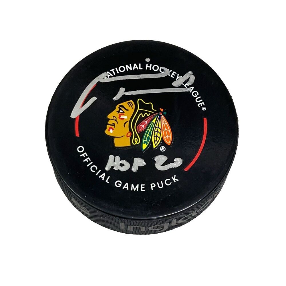 MARIAN HOSSA Signed Chicago Blackhawks Official Game Puck - HOF 20
