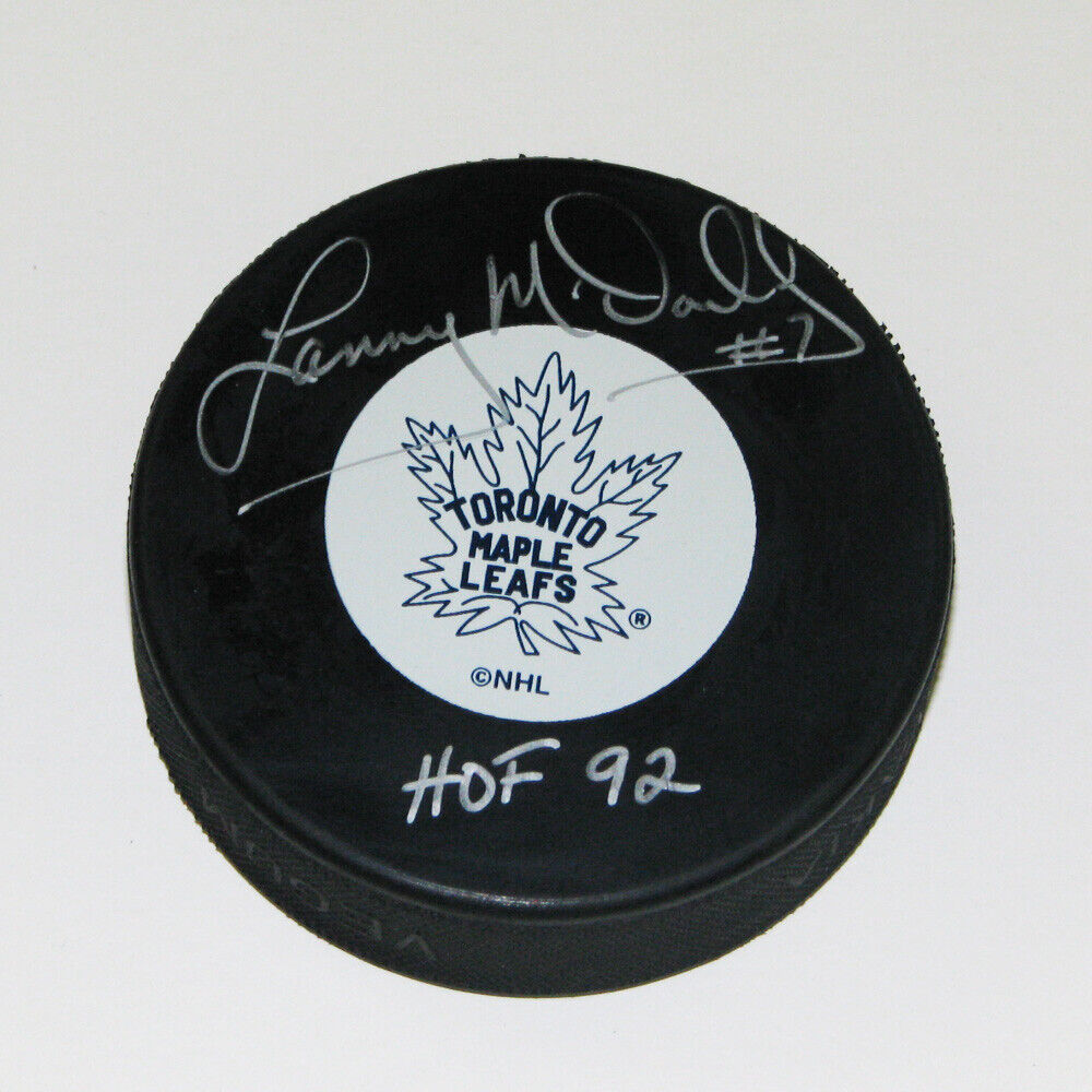 LANNY MCDONALD Signed Toronto Maple Leafs Original Six Puck