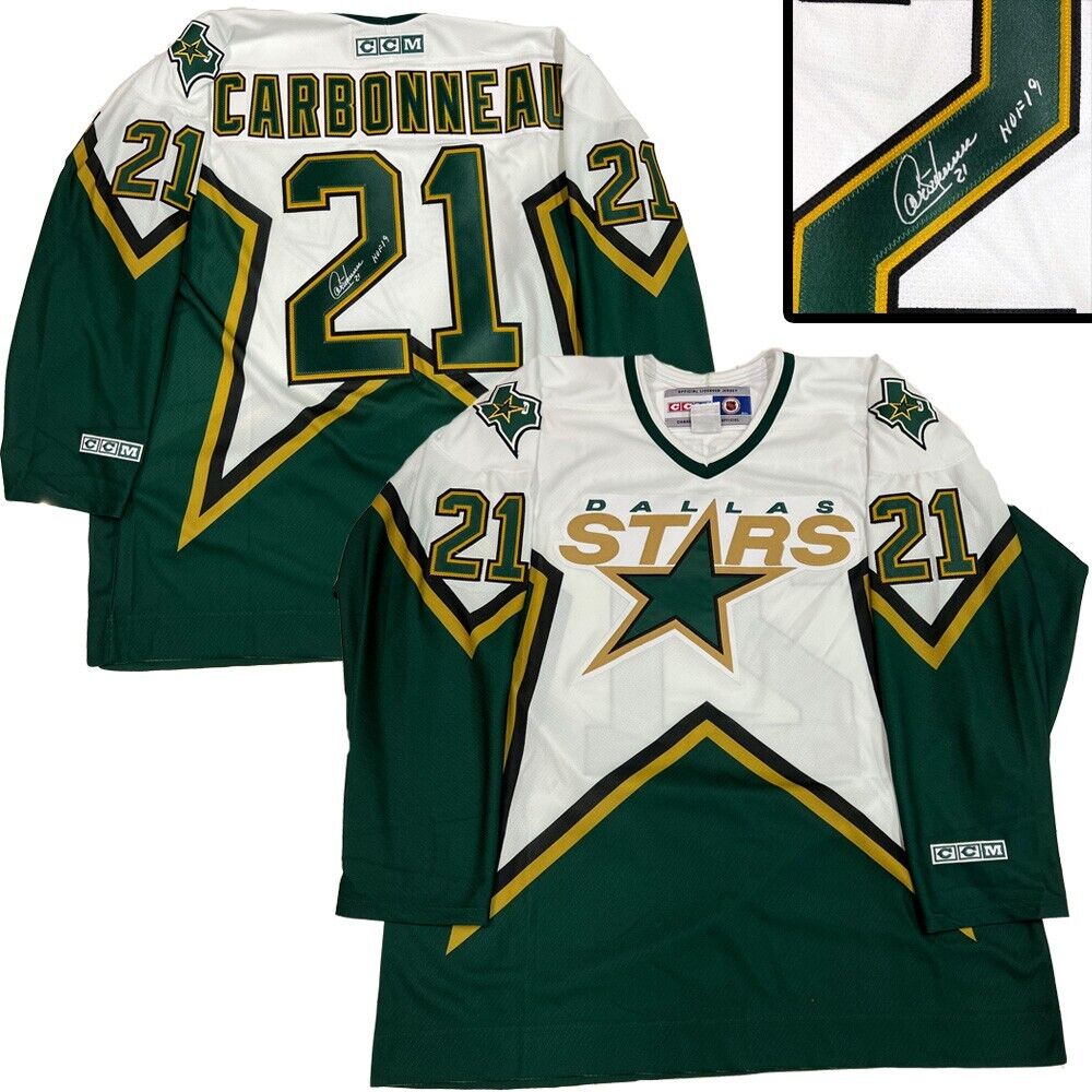 GUY CARBONNEAU Signed Dallas Stars White CCM Jersey - HOF19