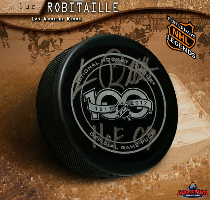 LUC ROBITAILLE Autographed NHL100 Official Game Puck - Los Angeles Kings HOF09
