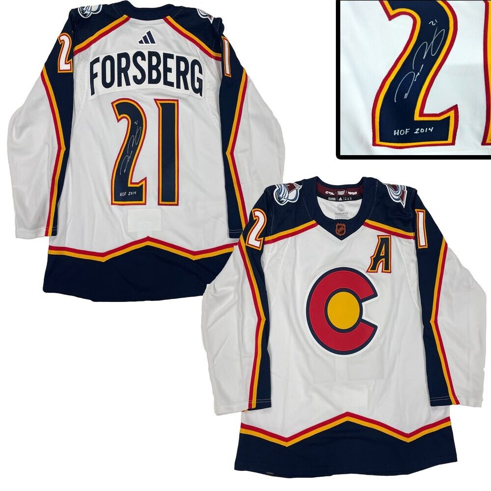 PETER FORSBERG Signed Colorado Avalanche Reverse Retro Adidas PRO Jersey-HOF 14