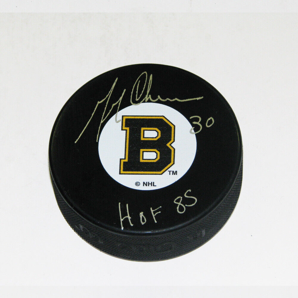 GERRY CHEEVERS Signed Boston Bruins Puck - HOF