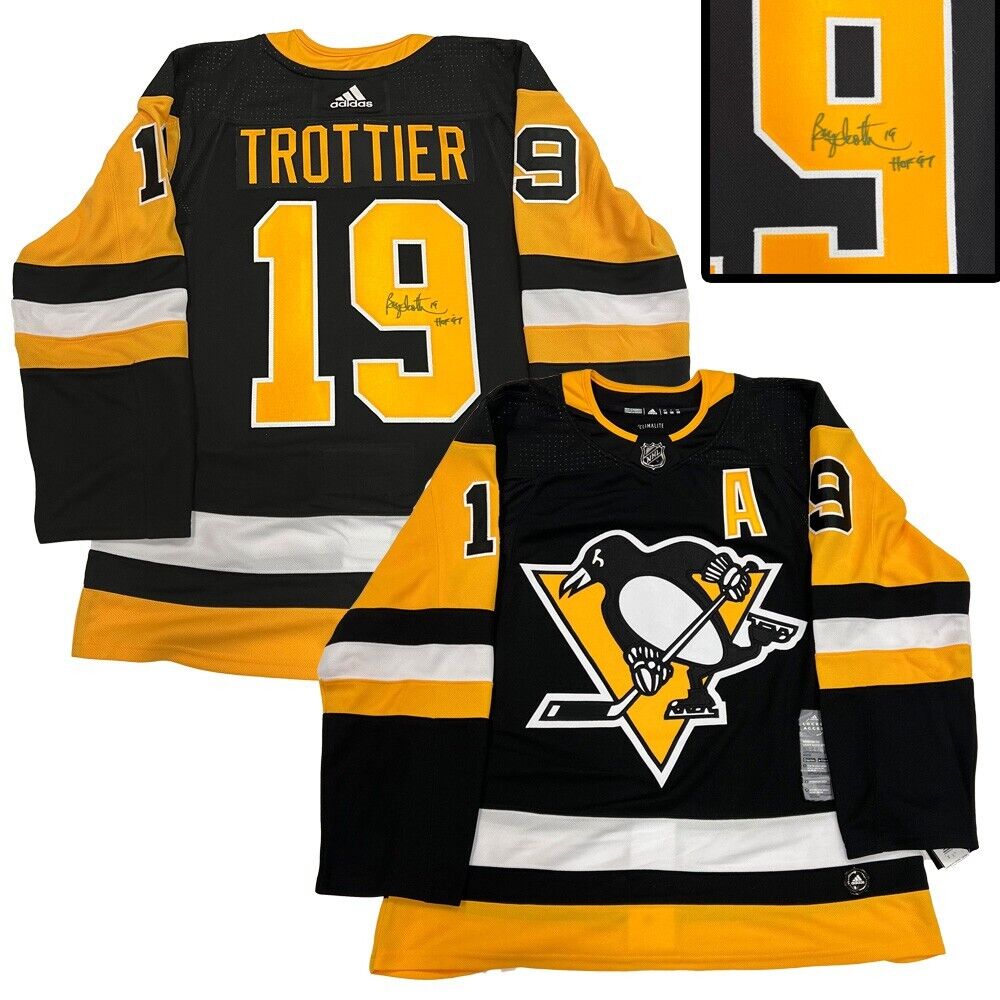 BRYAN TROTTIER Signed Pittsburgh Penguins Adidas PRO Jersey w/ HOF Inscription