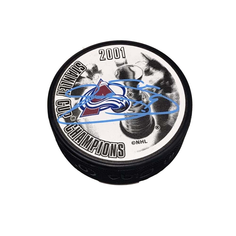 JOE SAKIC Signed 2001 Stanley Cup Champions Puck - Colorado Avalanche