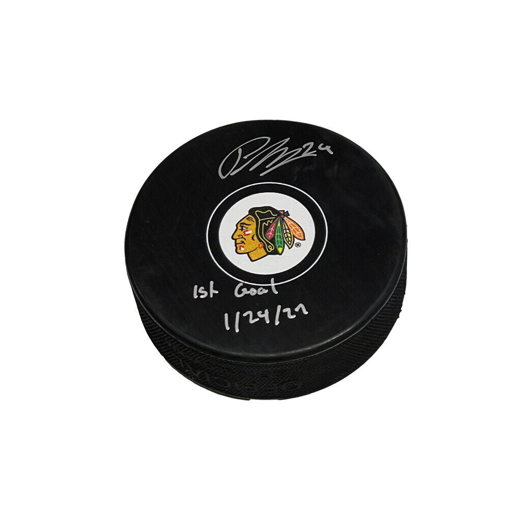 PIUS SUTER Signed Chicago Blackhawks Puck - 1st Goal 1/24/21