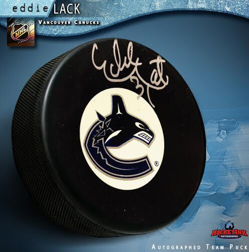 EDDIE LACK Signed Vancouver Canucks Puck