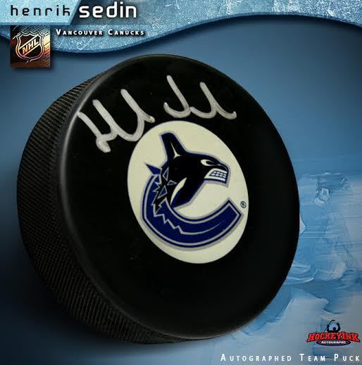 HENRIK SEDIN Signed Vancouver Canucks Puck