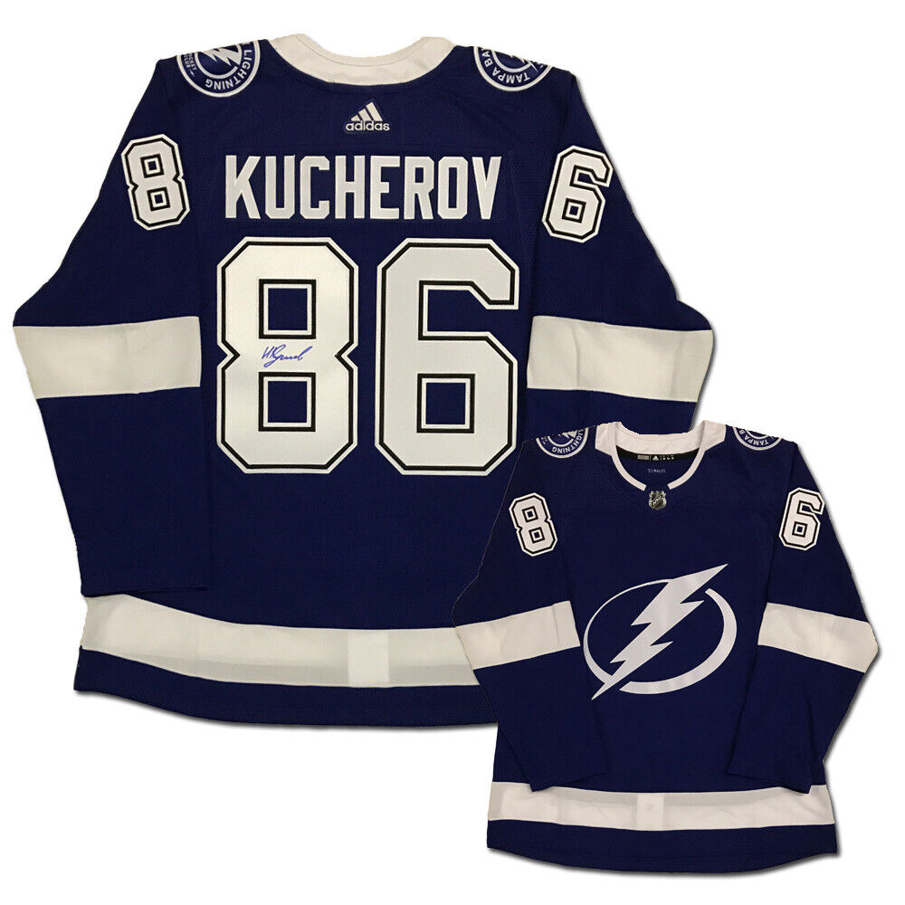 Nikita Kucherov signed Tampa Bay Lightning Blue Adidas PRO Jersey