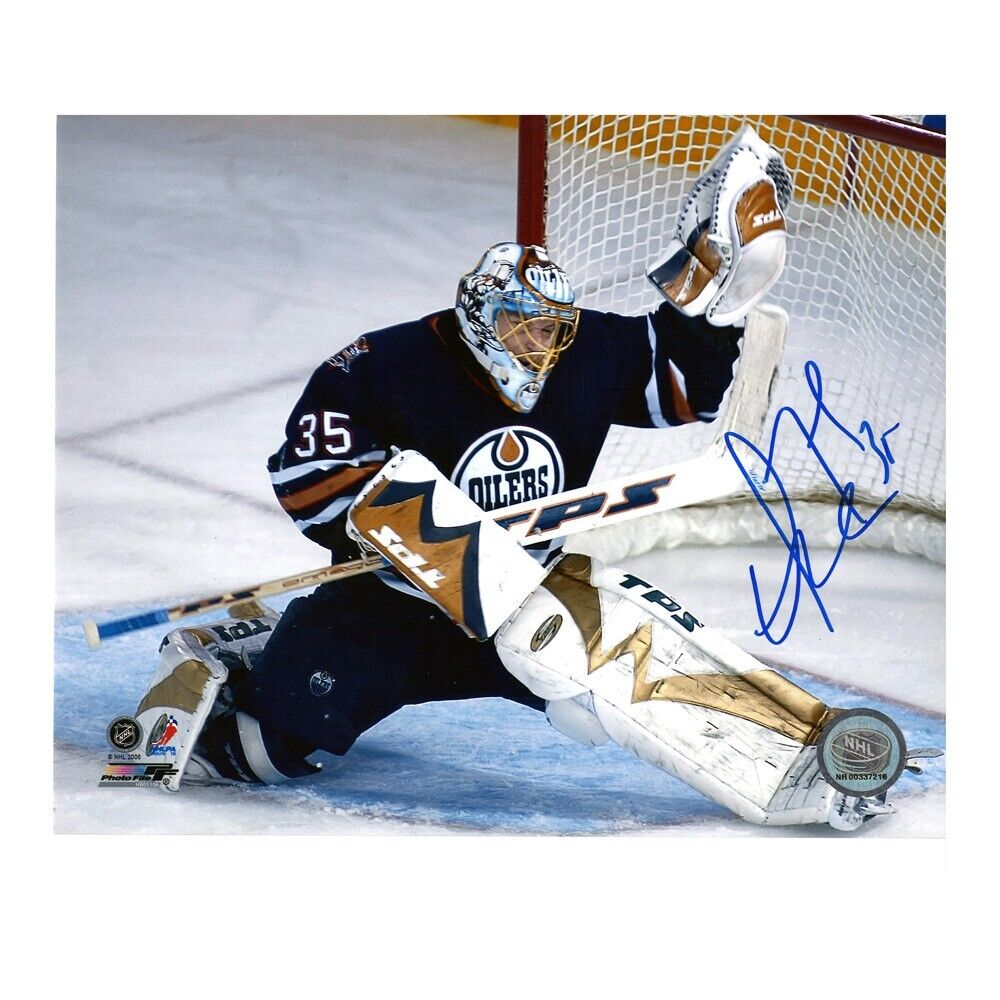 DWAYNE ROLOSON Signed Edmonton Oilers 8 x 10 Photo (Smudged) - 70561 F