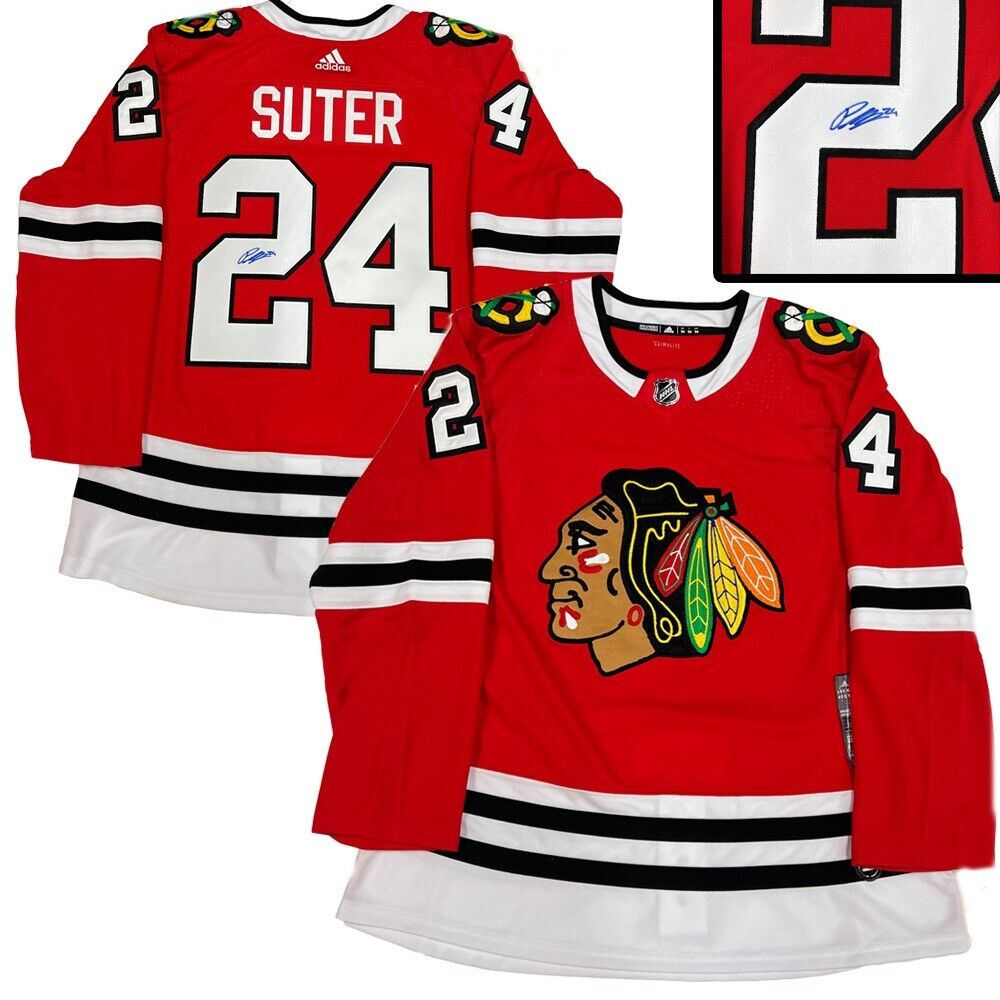 PIUS SUTER Signed Chicago Blackhawks Red Adidas PRO Jersey