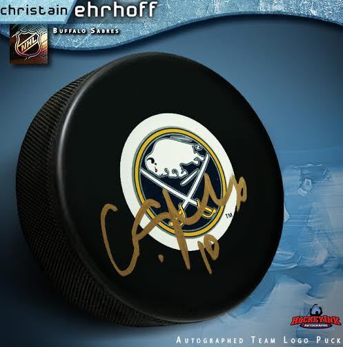 CHRISTIAN EHRHOFF Autographed Buffalo Sabres Puck - Pittsburgh Penguins