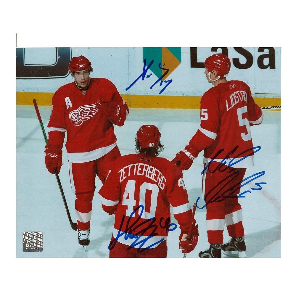 Datsyuk, Zetterberg, Lidstrom Detroit Red Wings Autographed 8x10 Photo - 70253