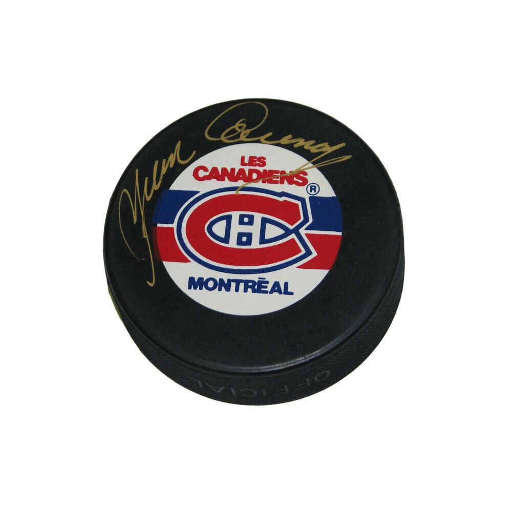YVAN COURNOYER Signed Montreal Canadiens Puck (les canadiens, gold)