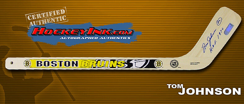 TOM JOHNSON Signed BOSTON BRUINS Mini-Stick