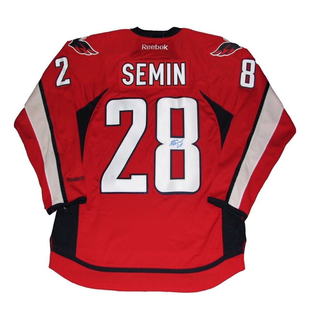 ALEXANDER SEMIN Signed Washington Capitals Red Reebok Jersey
