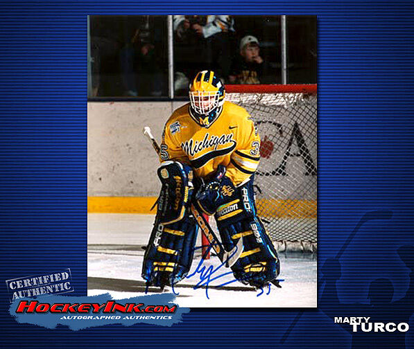 Marty Turco SIGNED Michigan 8X10 Photo -70206