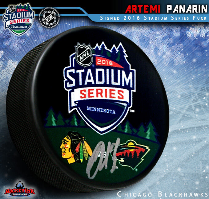 Artemi Panarin Autographed Chicago Black Hawks 2016 STADIUM SERIES Puck