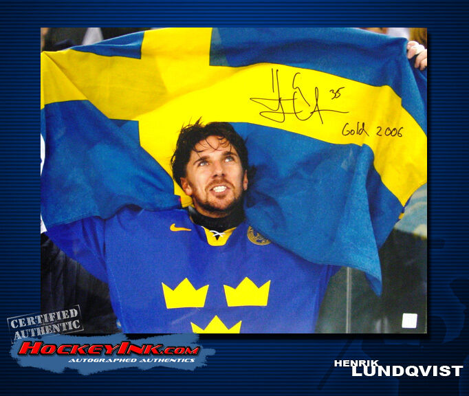 HENRIK LUNDQVIST SIGNED Team Sweden Gold 16X20 Photo