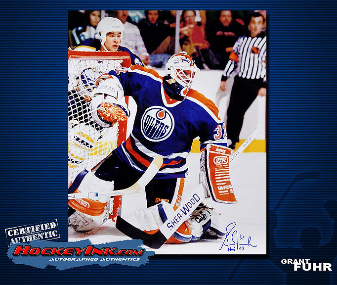GRANT FUHR SIGNED Oilers 16X20 Photo -77029
