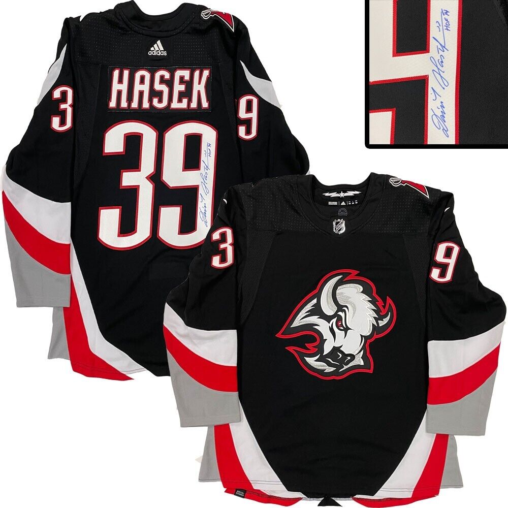 DOMINIK HASEK Signed Buffalo Sabres Black Adidas PRO 3rd Jersey - HOF 14