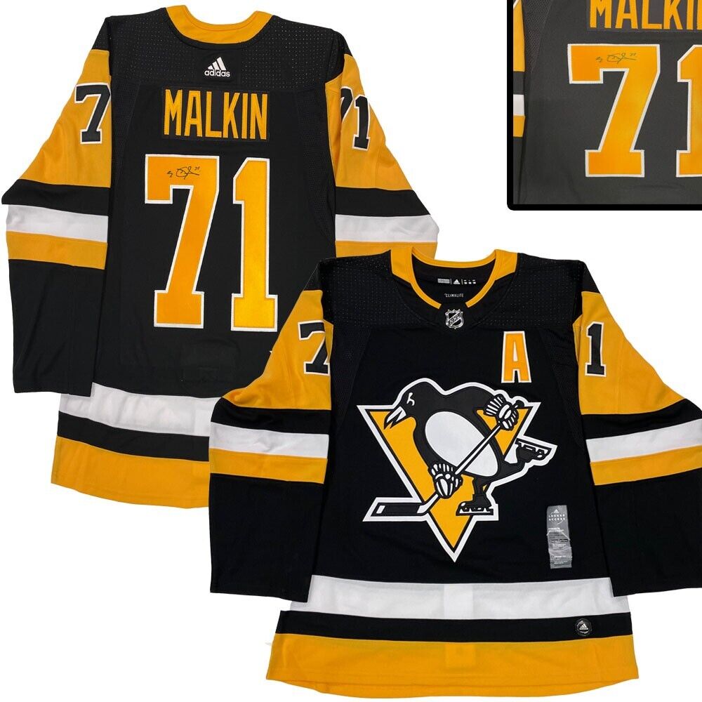 EVGENI MALKIN Signed Pittsburgh Penguins Black Adidas PRO Jersey